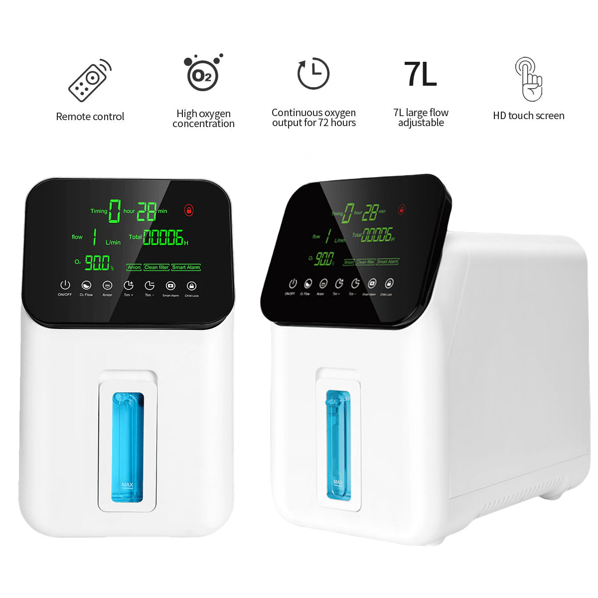 1-7L Portable Oxygen Concentrator / Support 2 People Use At Same Time / Suitable for home